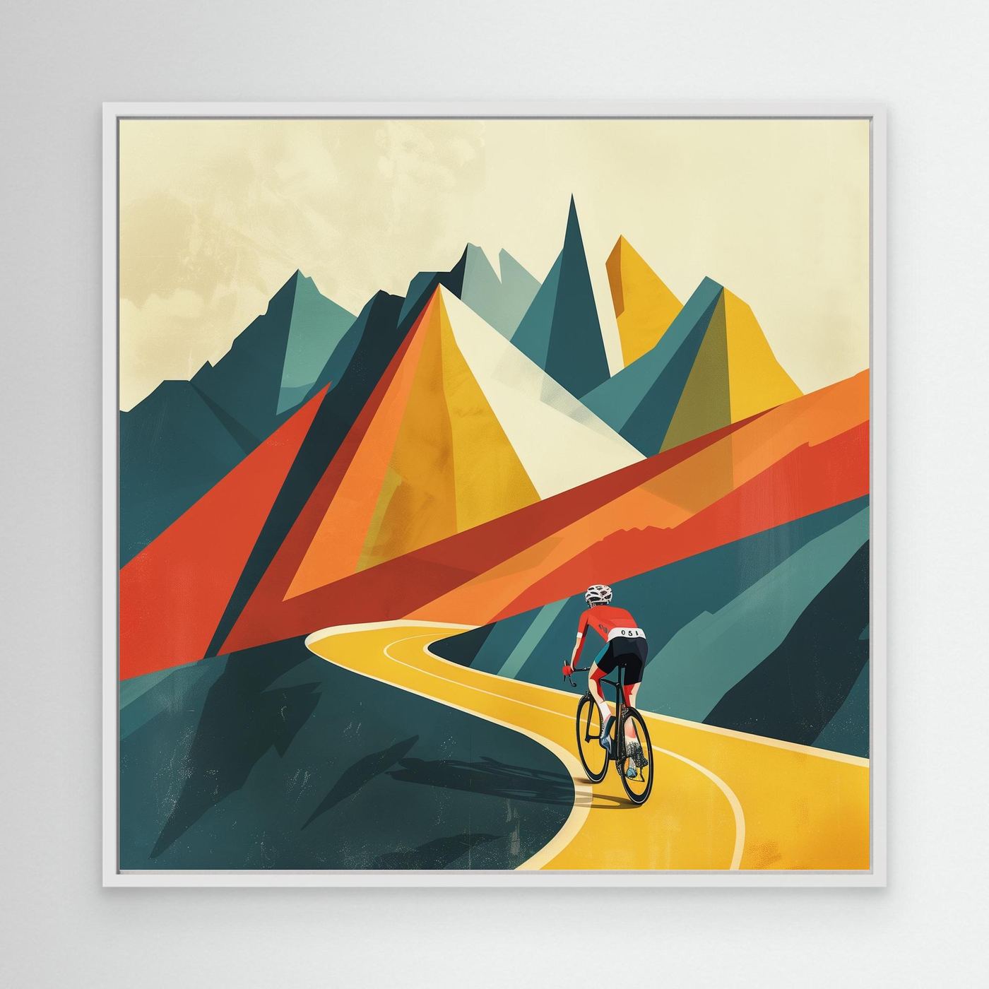 Bergfahrt im Bauhaus-Stil – Rennrad Leinwandbild