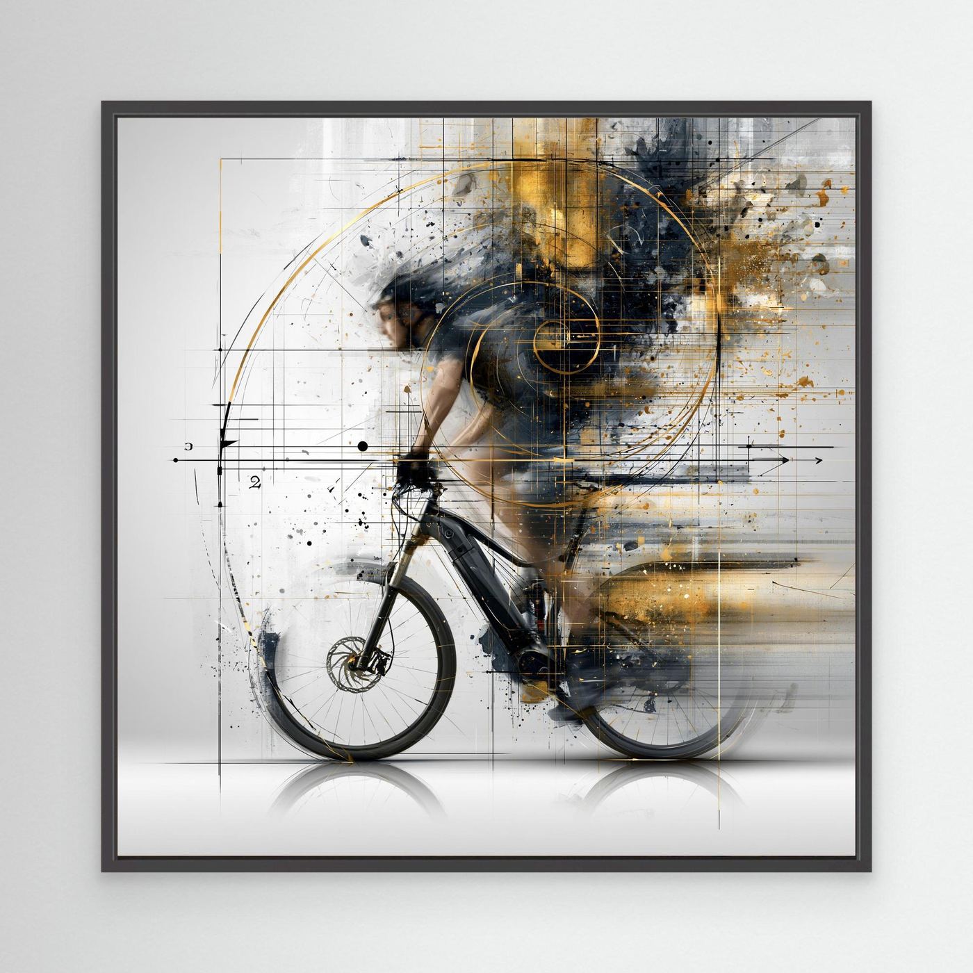Golden Geometry – E-Bike Leinwandbild | Moderne E-Bike Wandkunst