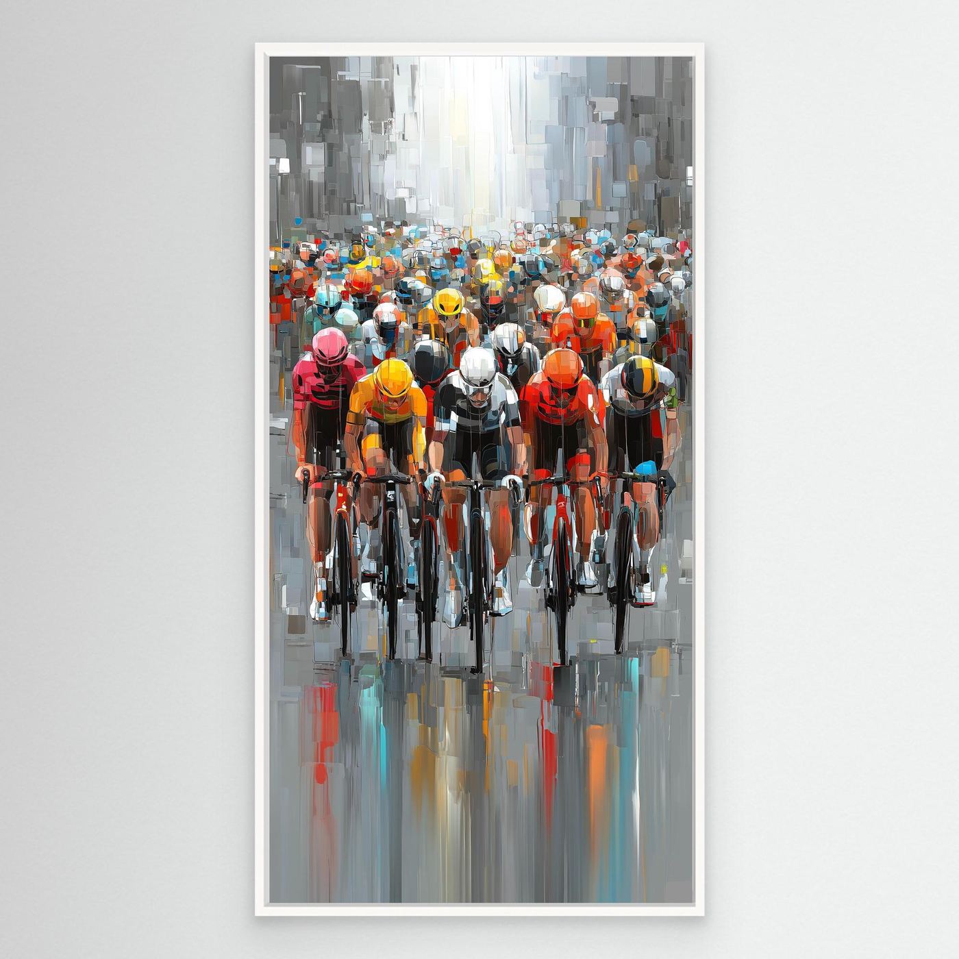 Peloton Metropole – Großformatiges Rennrad Leinwandbild voller Energie und Dynamik