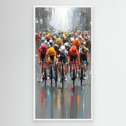 Peloton Metropole – Großformatiges Rennrad Leinwandbild voller Energie und Dynamik