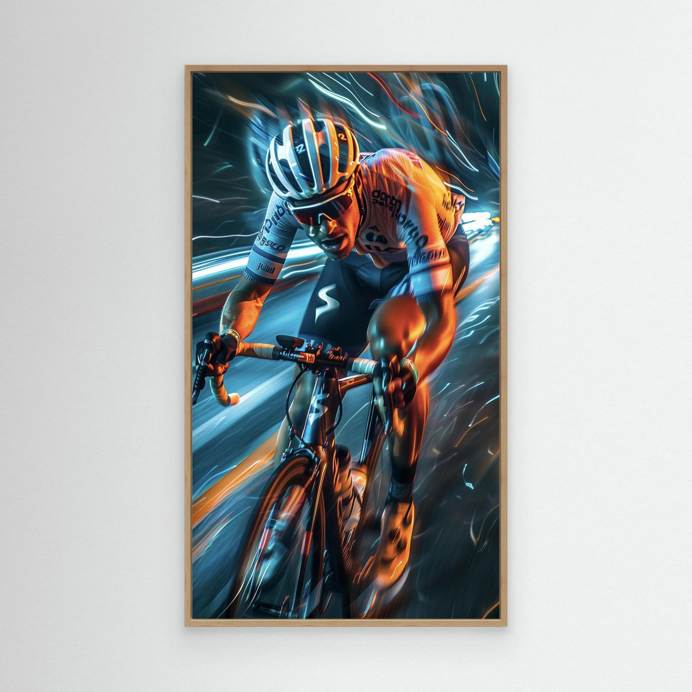 Rennrad Leinwandbild – Geschwindigkeit in Licht und Bewegung | Moderne Rennradkunst auf Leinwand