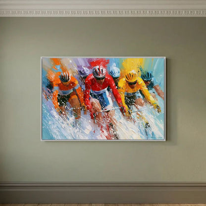 Radsport Bild – Rennrad Kunst im farbstarken Peloton | Leinwandbild
