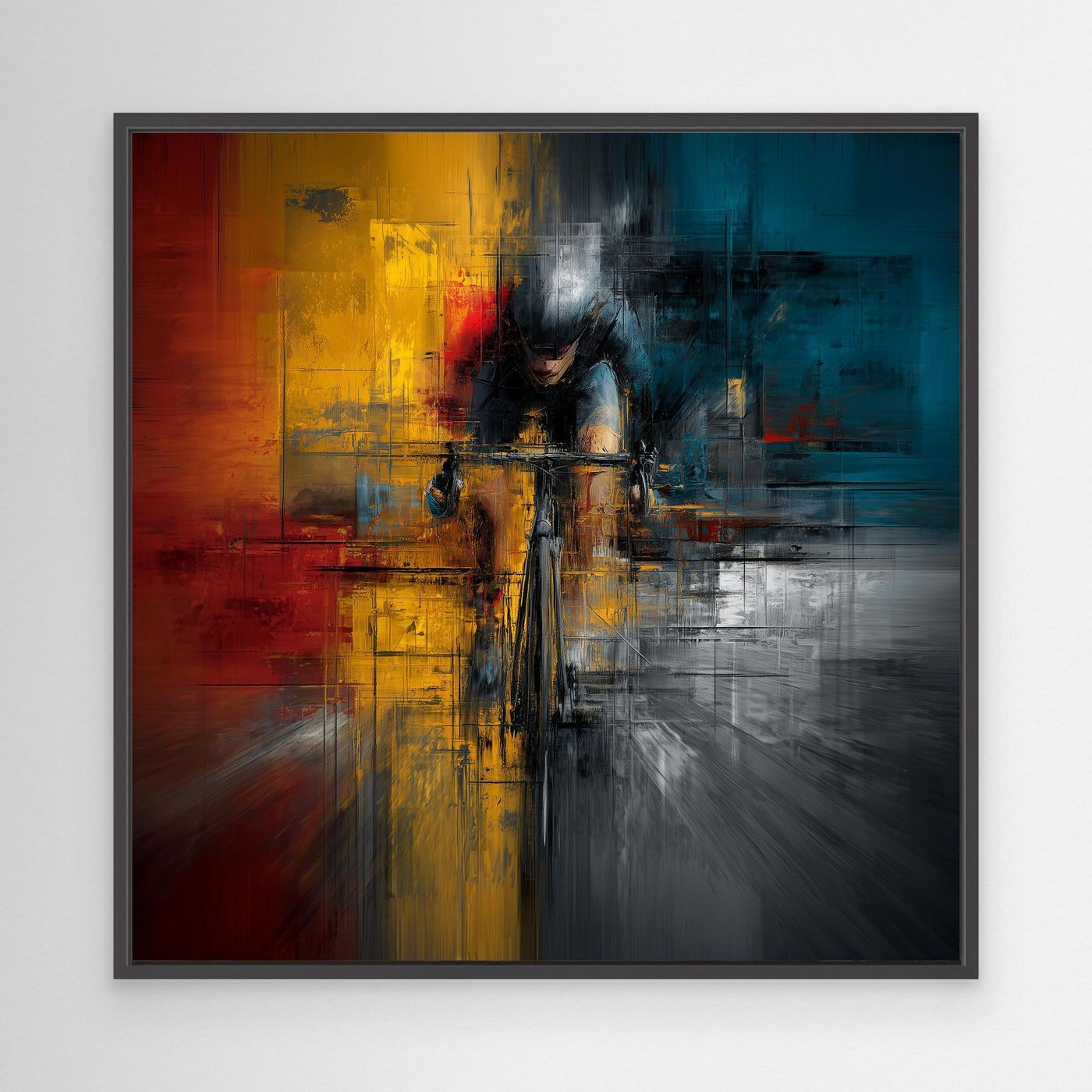 Moderne Radsport Malerei – Abstraktes Rennrad Leinwandbild