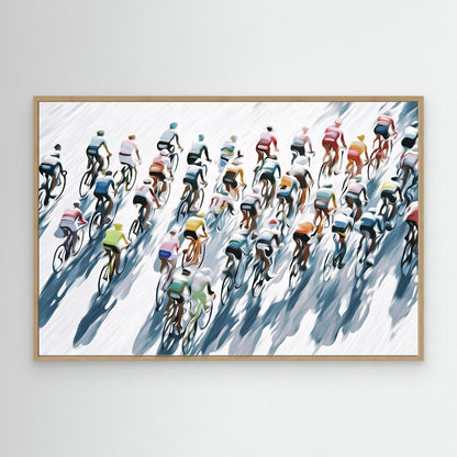 Peloton von oben – Dynamische Rennradkunst auf Leinwand