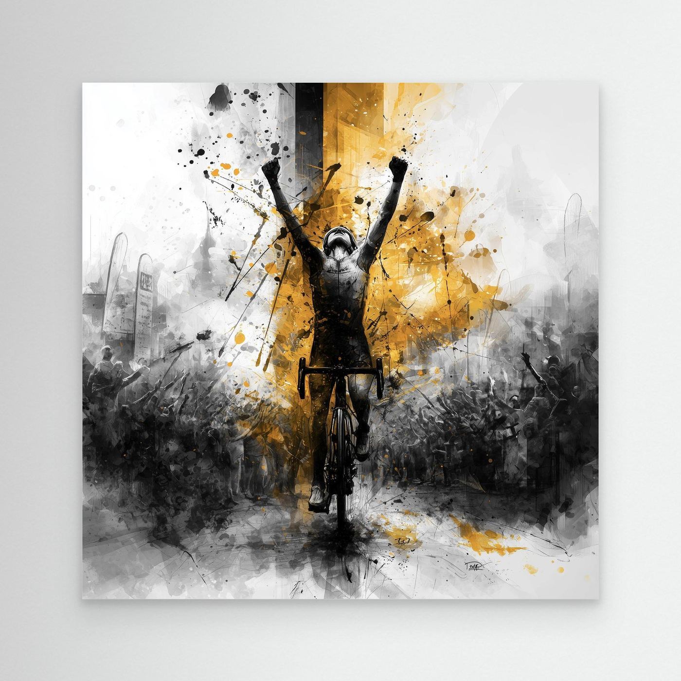 Goldener Triumph Leinwandbild | Rennrad Wandbild für Radsportfans