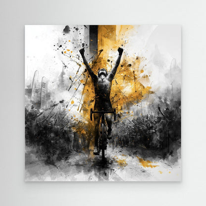 Goldener Triumph Leinwandbild | Rennrad Wandbild für Radsportfans