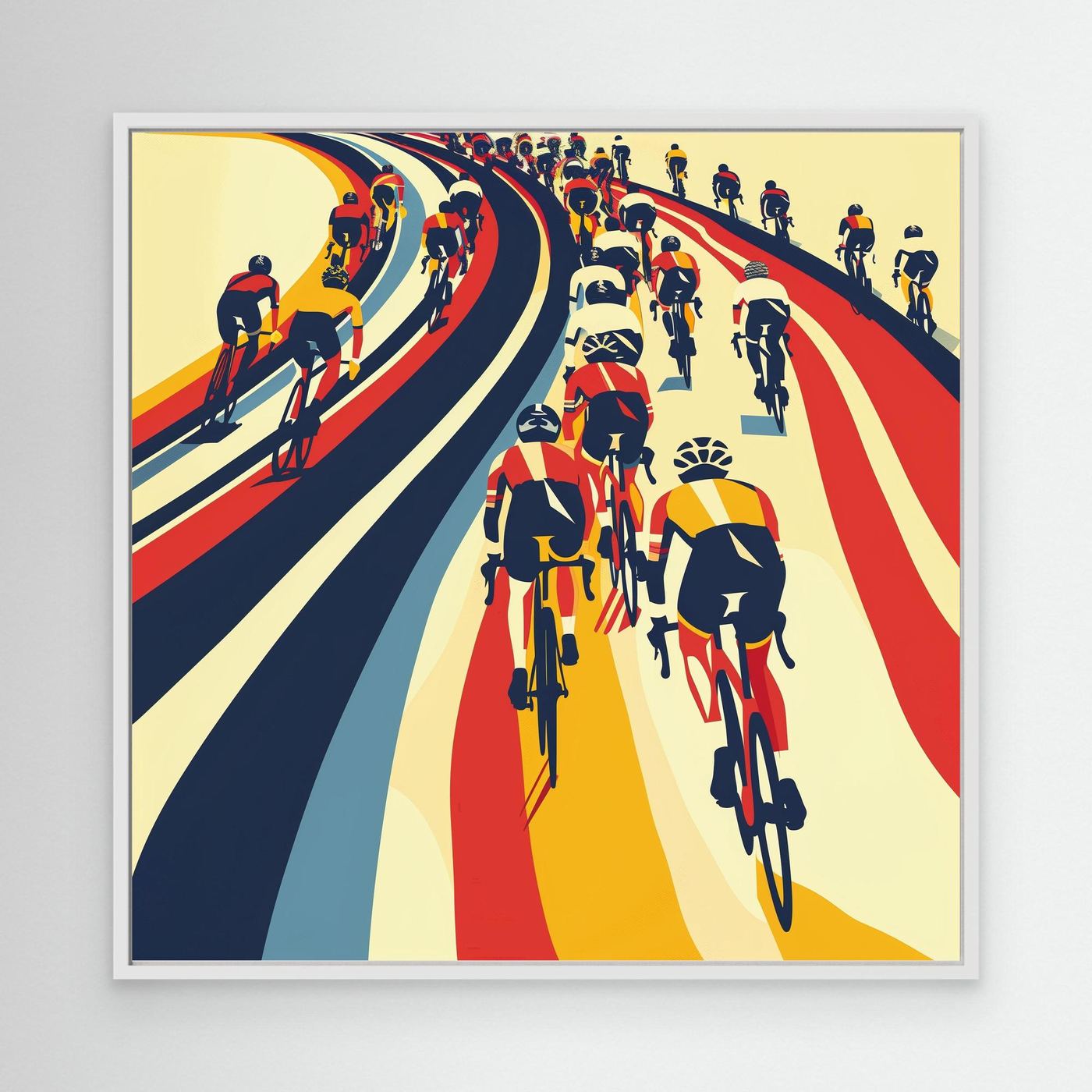 Peloton im Bauhaus-Stil – modernes Rennrad Wandbild