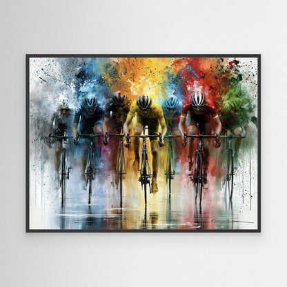 Peloton Explosion – Rennrad Leinwandbild voller Farben