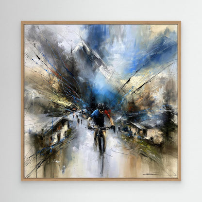 MTB Leinwandbild Alpenabfahrt – Moderne Mountainbike Kunst auf Leinwand