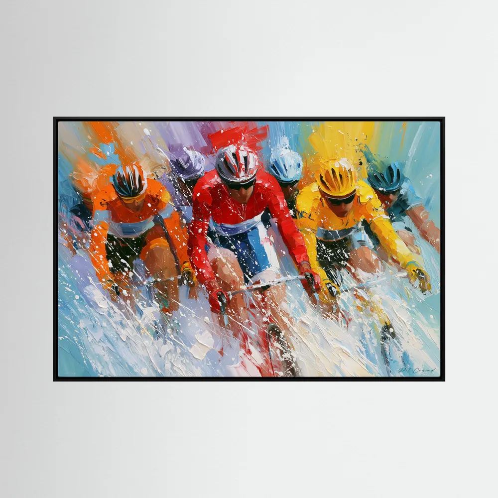 Radsport Bild – Rennrad Kunst im farbstarken Peloton | Leinwandbild