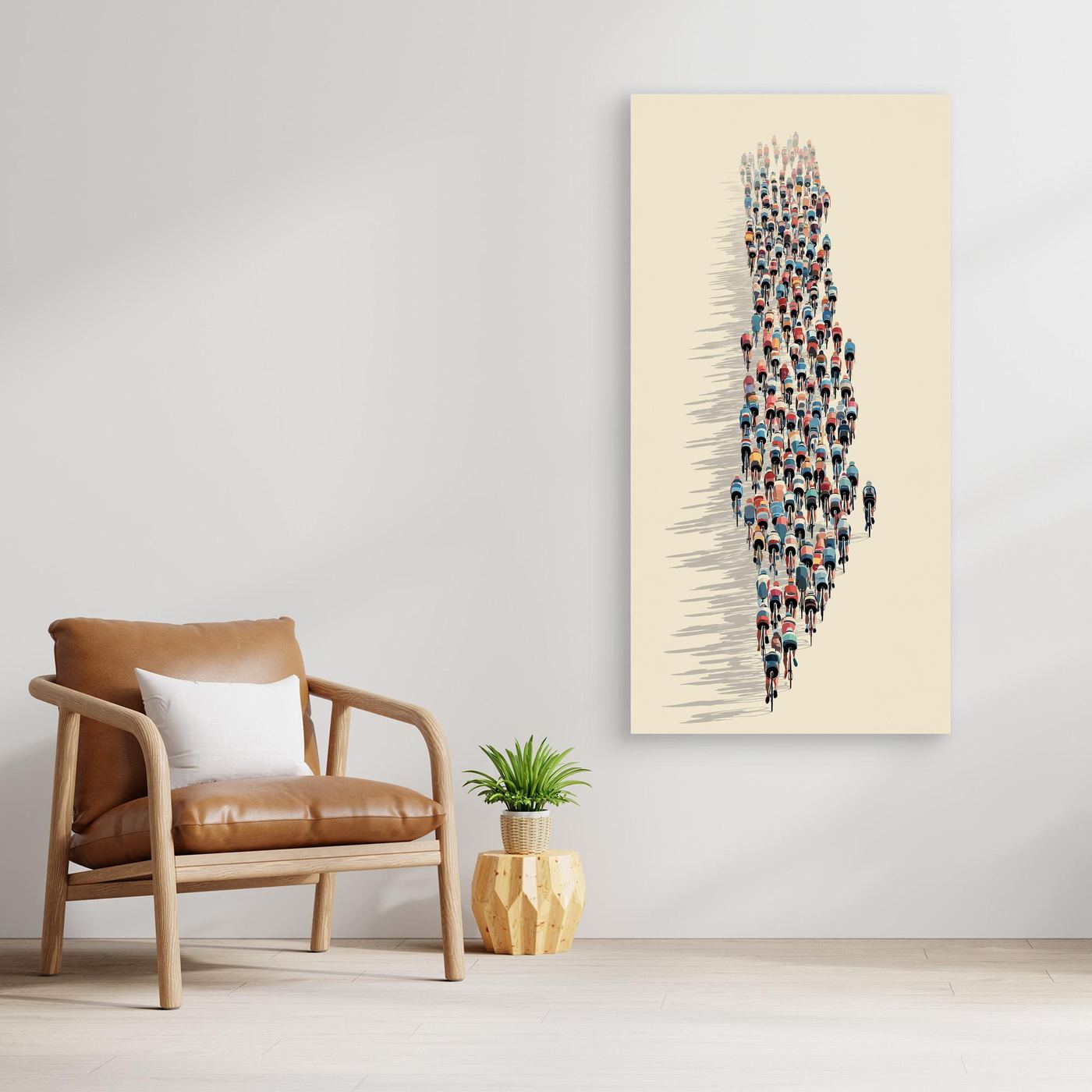 Peloton Formation Leinwandbild | Moderne Rennradkunst aus der Vogelperspektive