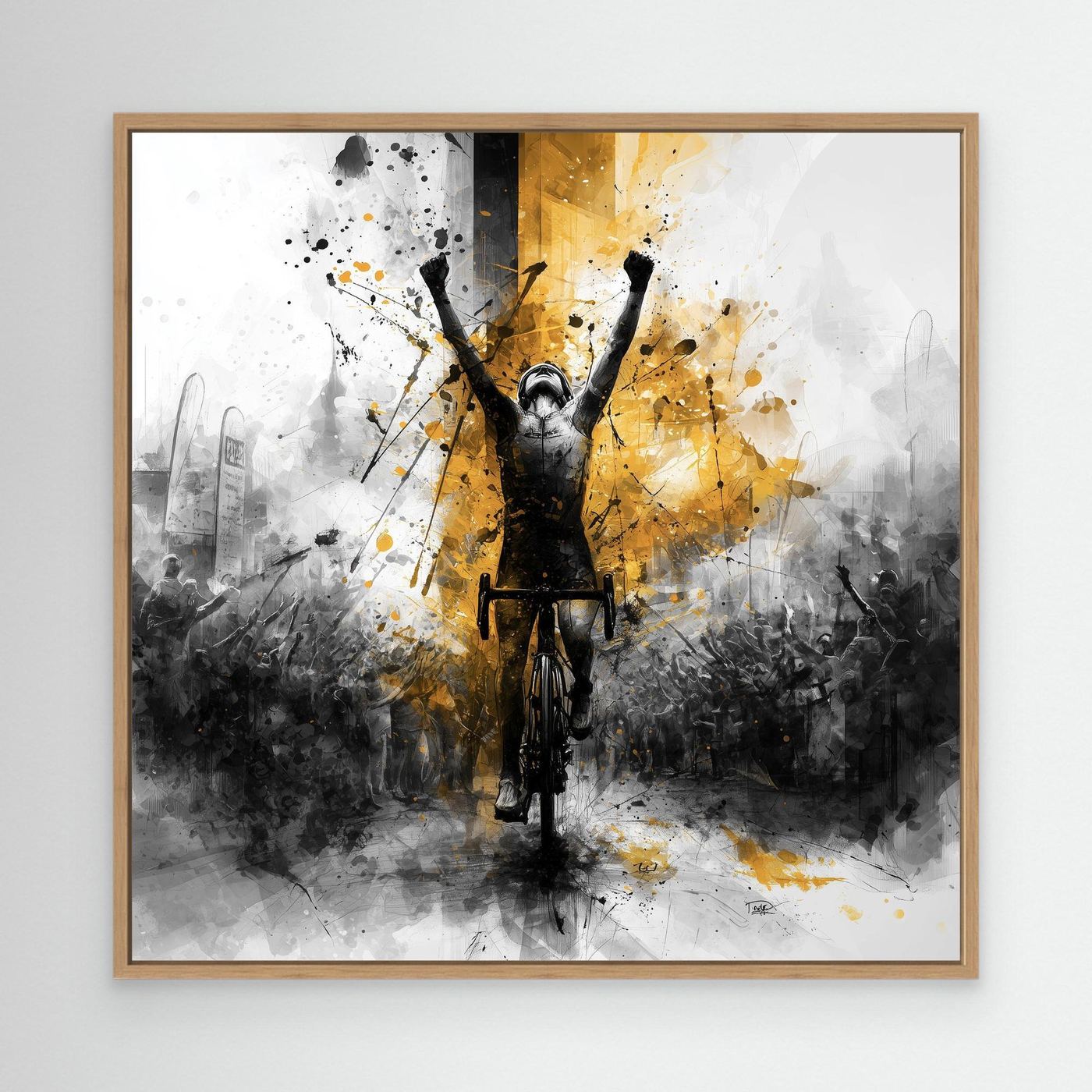 Goldener Triumph Leinwandbild | Rennrad Wandbild für Radsportfans