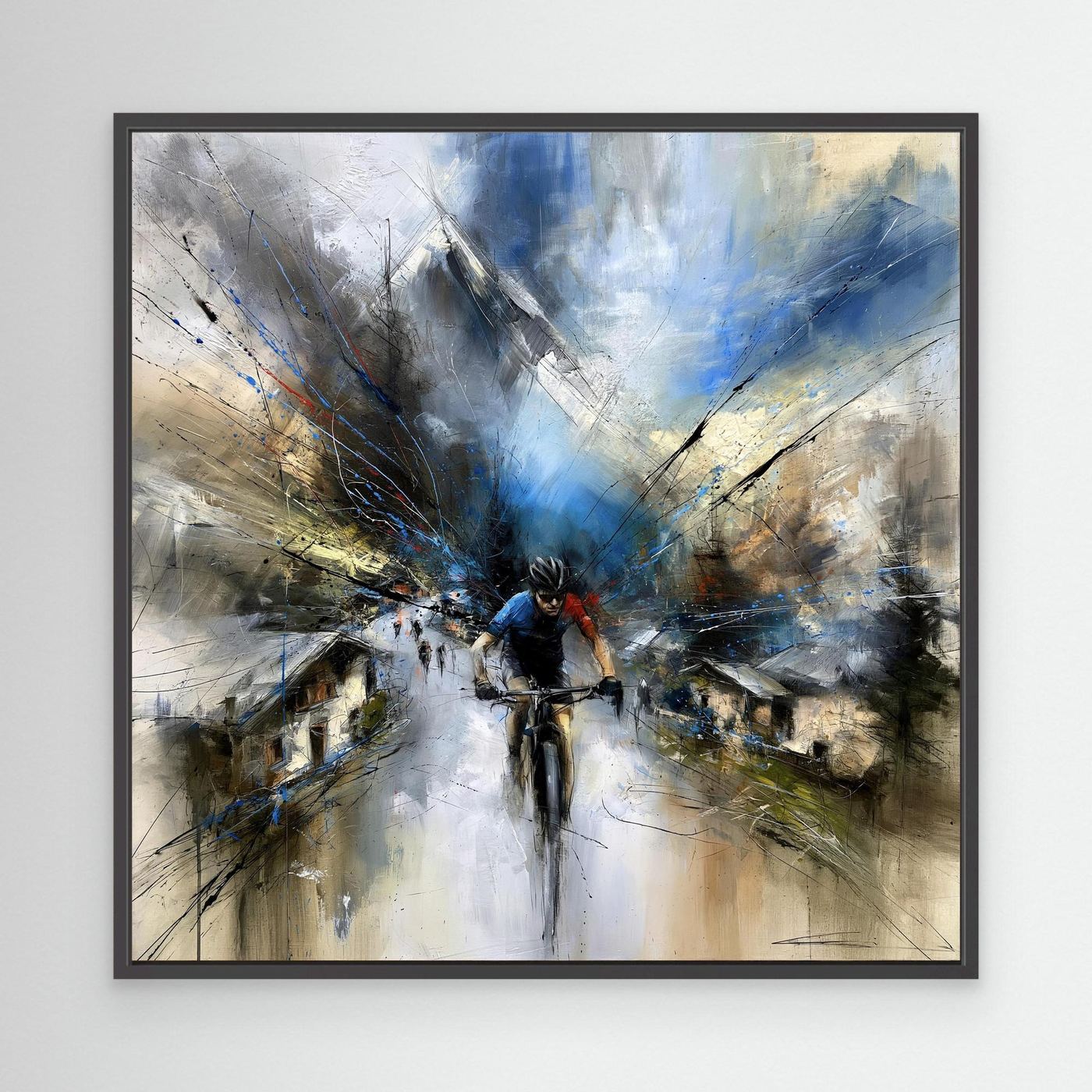 MTB Leinwandbild Alpenabfahrt – Moderne Mountainbike Kunst auf Leinwand
