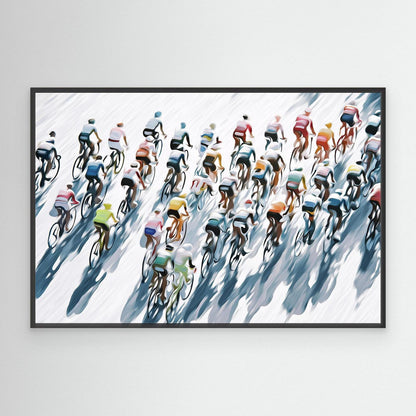 Peloton von oben – Dynamische Rennradkunst auf Leinwand