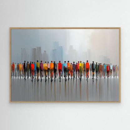 Peloton in der Stadt Leinwandbild