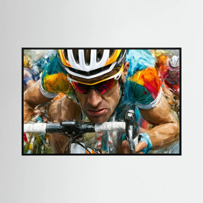 Gesicht des Radrennens – Expressives Rennrad Leinwandbild