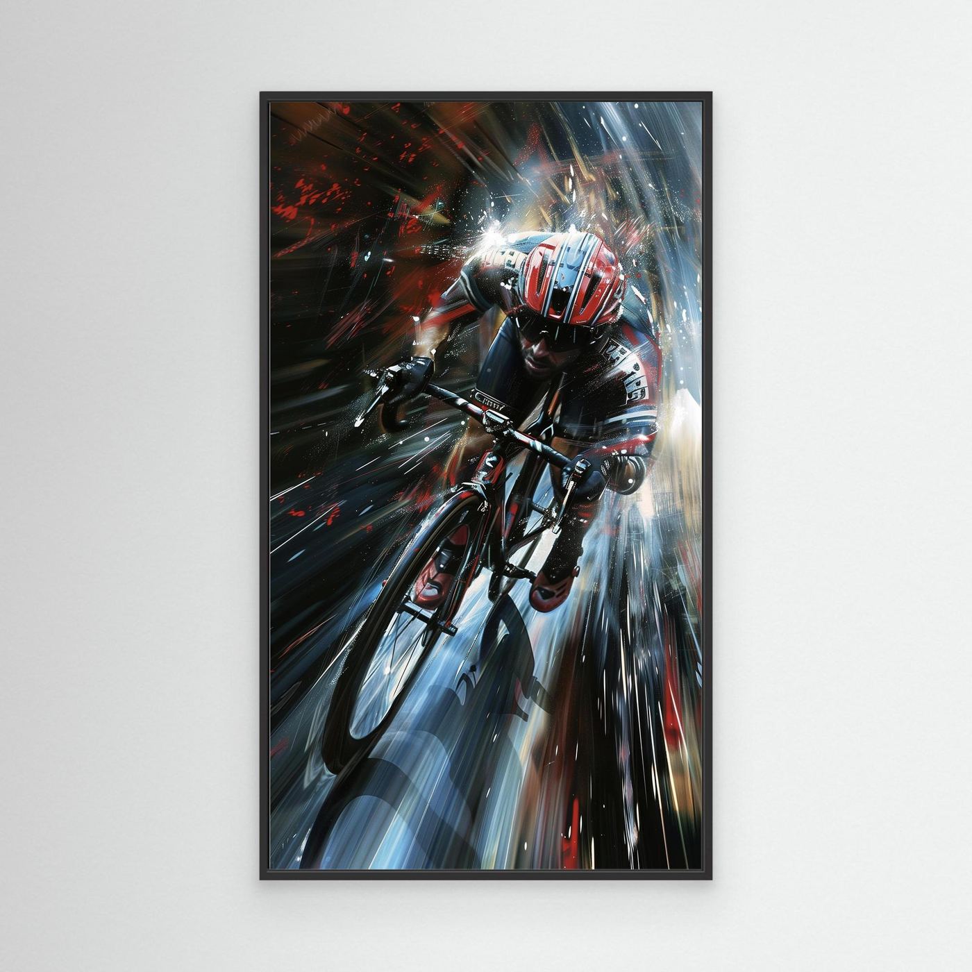 Geschwindigkeit auf zwei Rädern – Dynamisches Rennrad Leinwandbild voller Energie