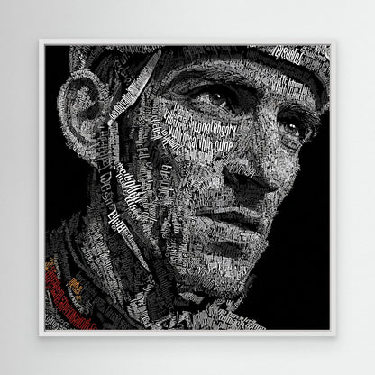 Schwarz-Weiß Rennrad Leinwandbild – Typografie trifft Radsportkunst
