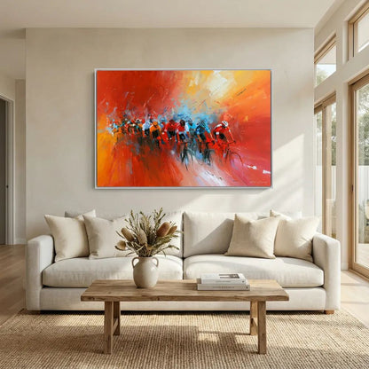 Vuelta a España inspiriert – Radsport Leinwandbild in Rot und Orange