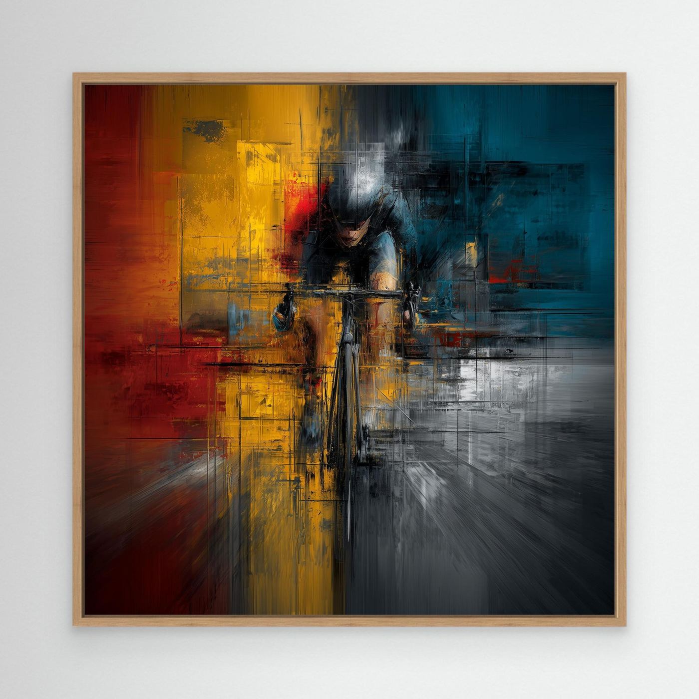 Moderne Radsport Malerei – Abstraktes Rennrad Leinwandbild