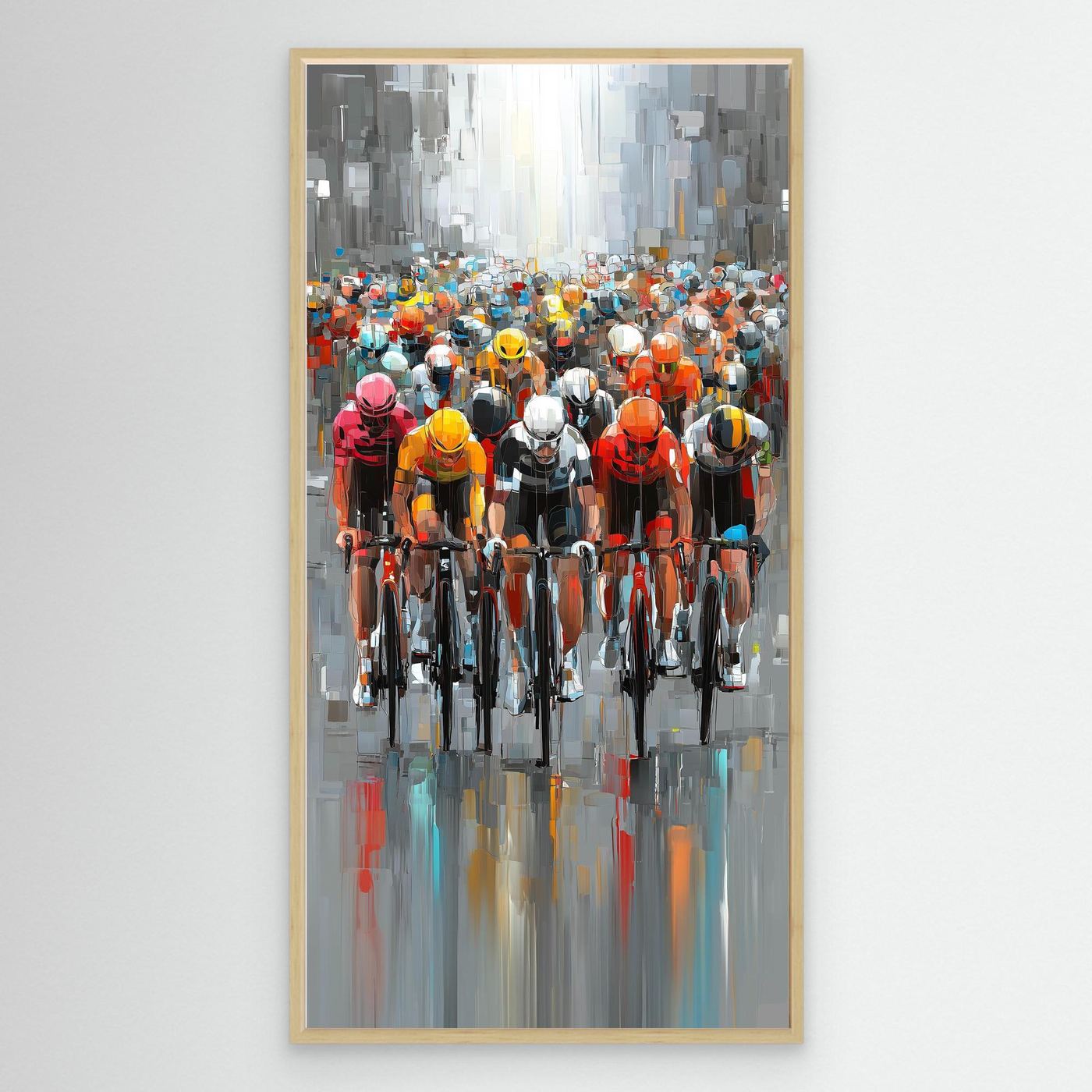 Peloton Metropole – Großformatiges Rennrad Leinwandbild voller Energie und Dynamik