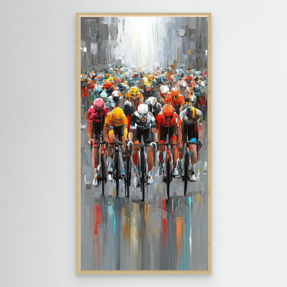 Peloton Metropole – Großformatiges Rennrad Leinwandbild voller Energie und Dynamik