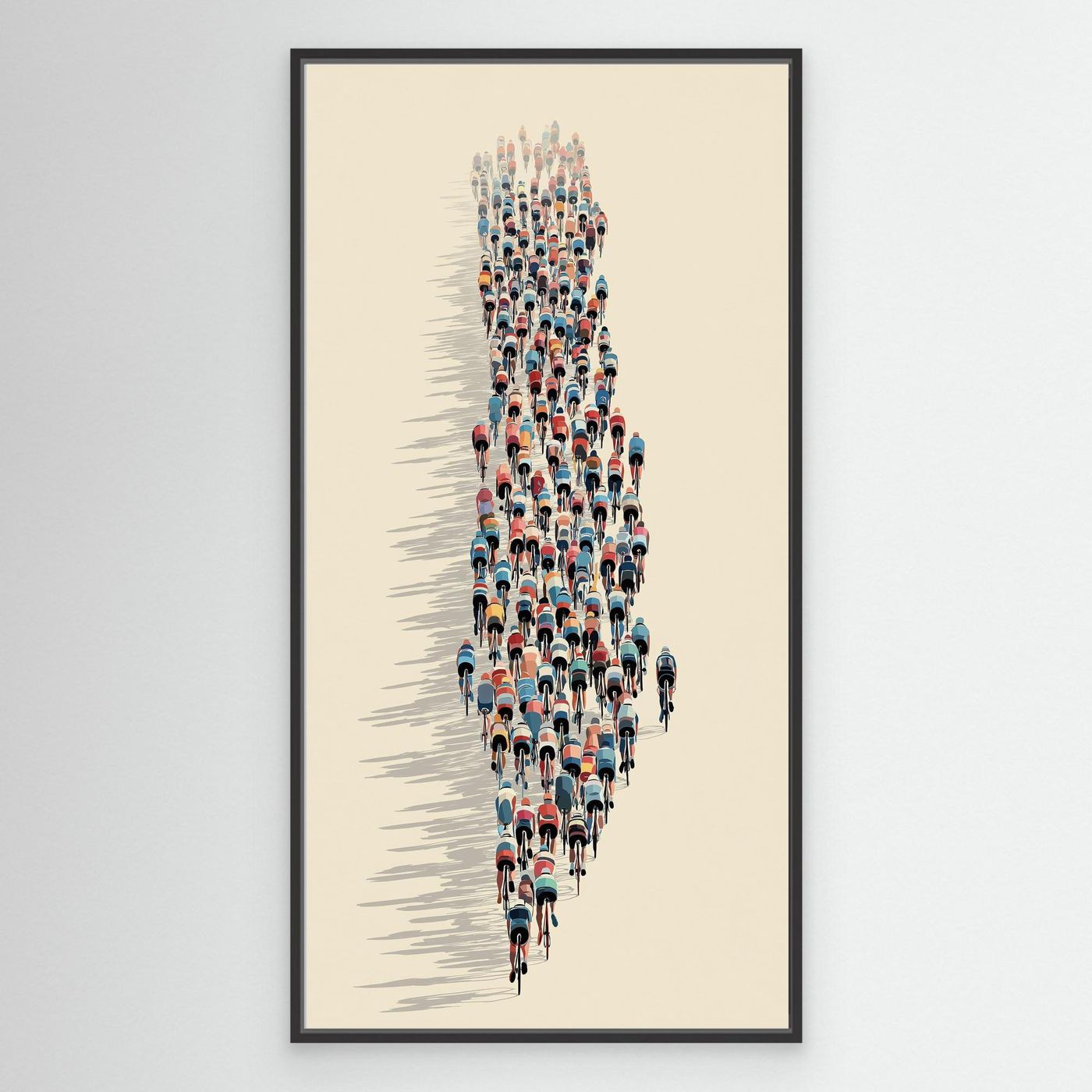 Peloton Formation Leinwandbild | Moderne Rennradkunst aus der Vogelperspektive