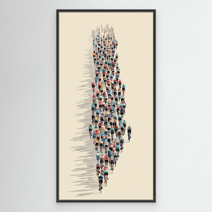 Peloton Formation Leinwandbild | Moderne Rennradkunst aus der Vogelperspektive